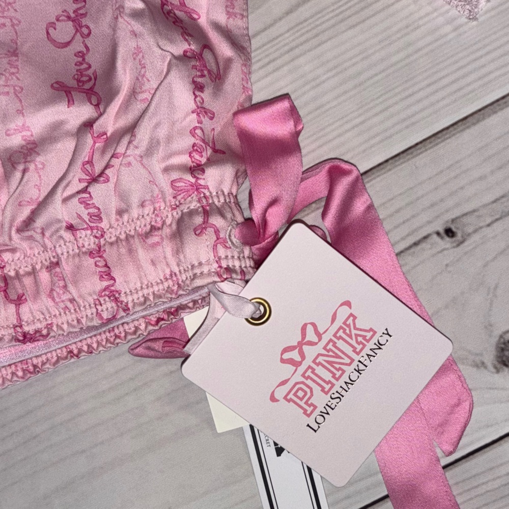Large set LoveShackFancy x PINK silky pajama pants PJ - Picture 6 of 7